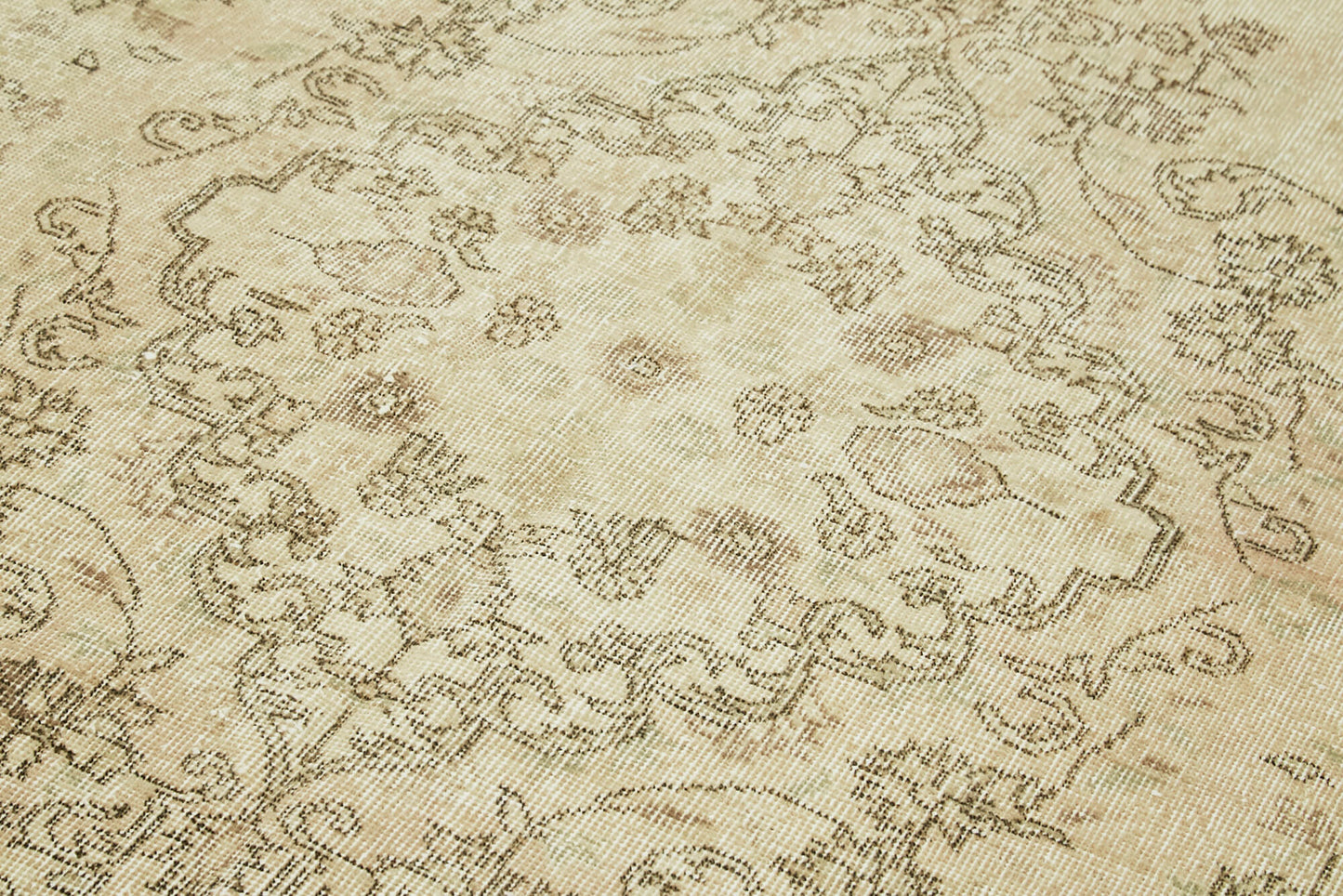 5x9 Beige Turkish Vintage Area Rug - 41490