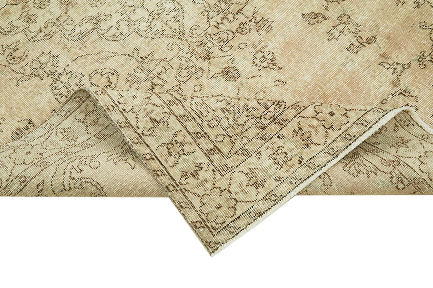 5x9 Beige Turkish Vintage Area Rug - 41490