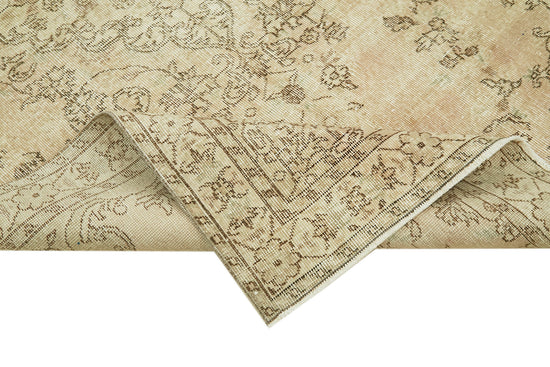 5x9 Beige Turkish Vintage Area Rug - 41490