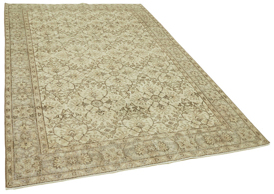 5x9 Beige Turkish Vintage Area Rug - 41491