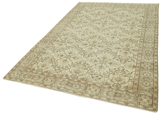 5x9 Beige Turkish Vintage Area Rug - 41491