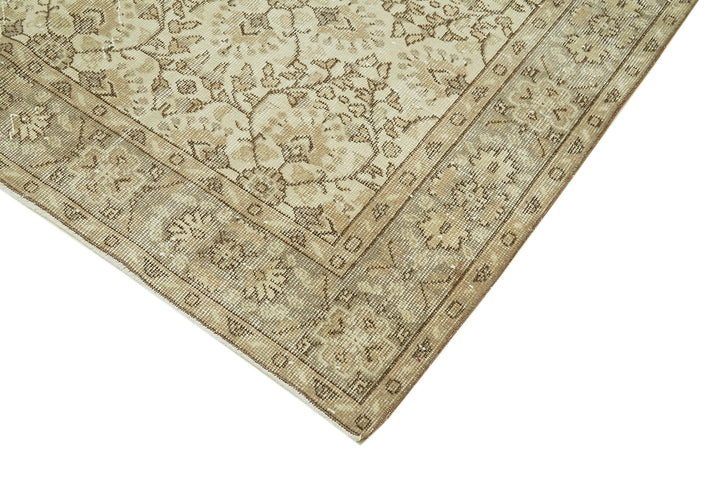 5x9 Beige Turkish Vintage Area Rug - 41491