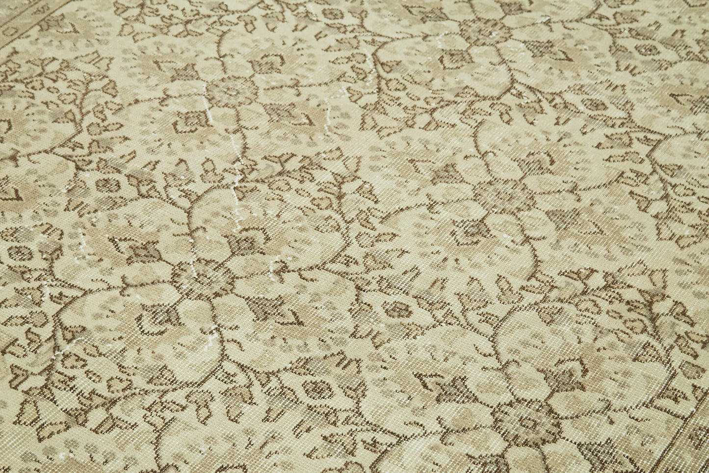 5x9 Beige Turkish Vintage Area Rug - 41491