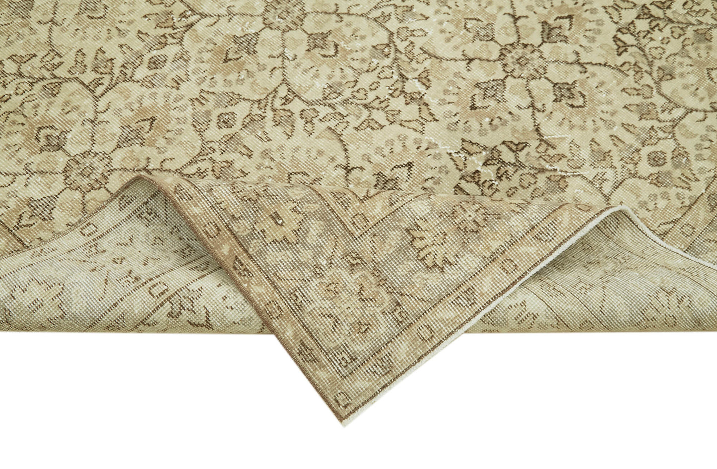 5x9 Beige Turkish Vintage Area Rug - 41491
