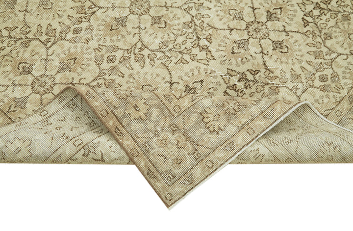5x9 Beige Turkish Vintage Area Rug - 41491