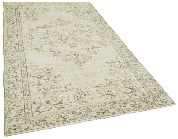 5x9 Beige Turkish Vintage Area Rug - 41492