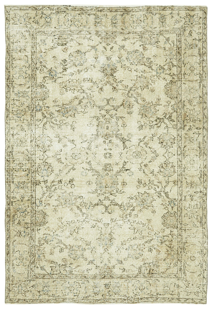 5x7 Beige Turkish Vintage Area Rug - 41494