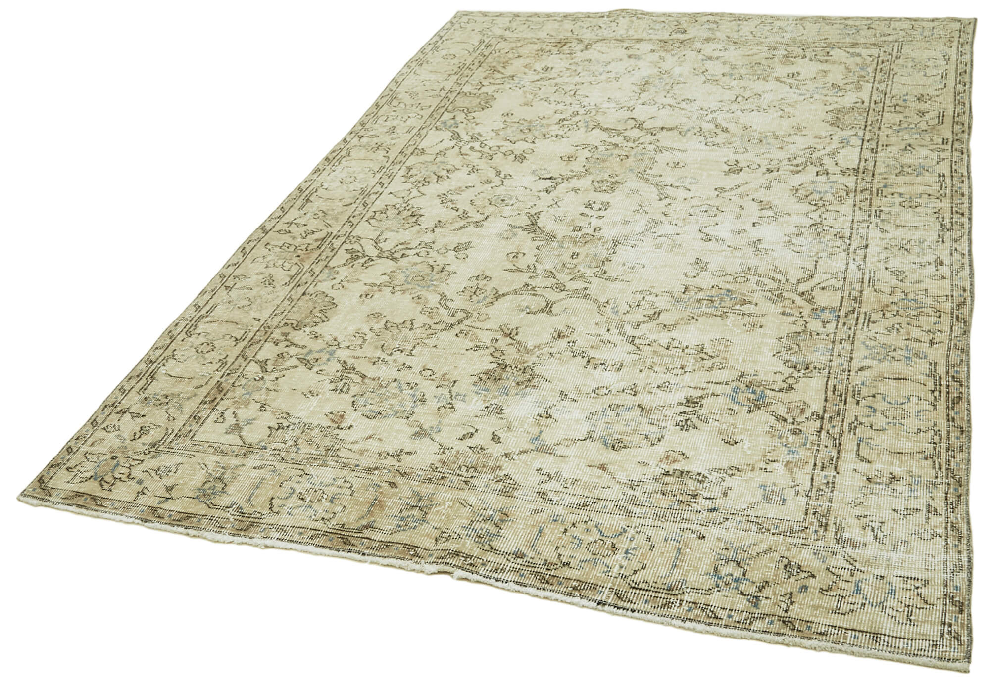 5x7 Beige Turkish Vintage Area Rug - 41494