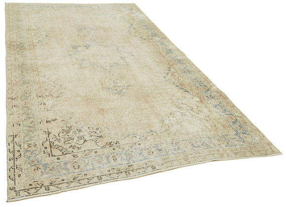 5x9 Beige Turkish Vintage Area Rug - 41499