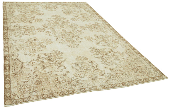 6x9 Beige Turkish Vintage Area Rug - 41502