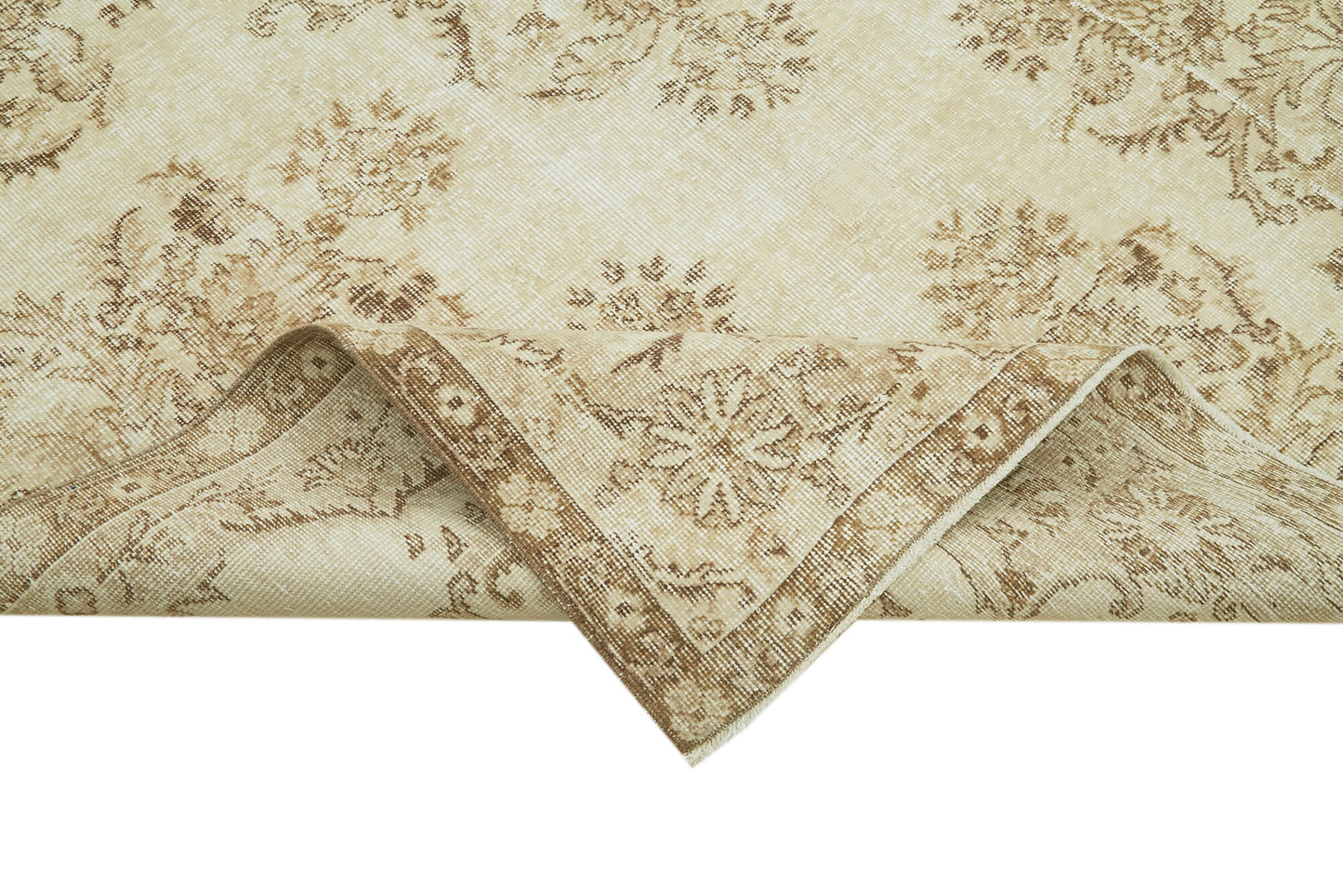 6x9 Beige Turkish Vintage Area Rug - 41502