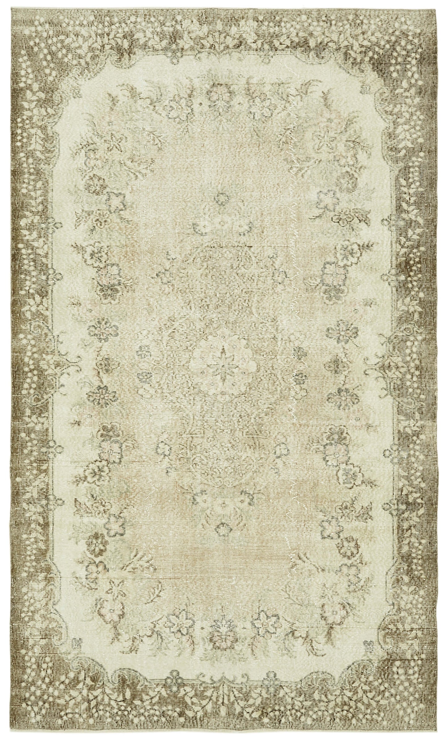 6x10 Beige Turkish Vintage Area Rug - 41504