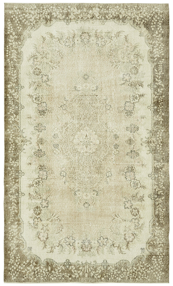 6x10 Beige Turkish Vintage Area Rug - 41504