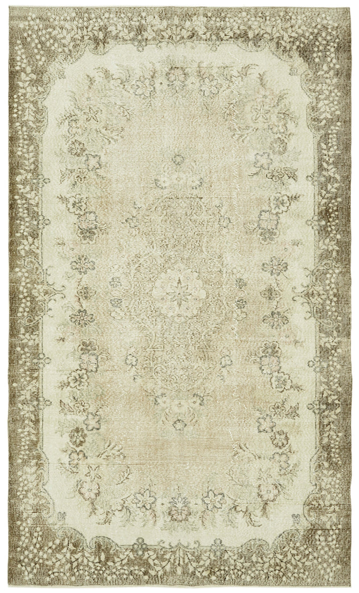 6x10 Beige Turkish Vintage Area Rug - 41504