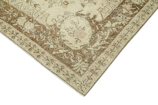 7x10 Beige Turkish Vintage Area Rug - 41506