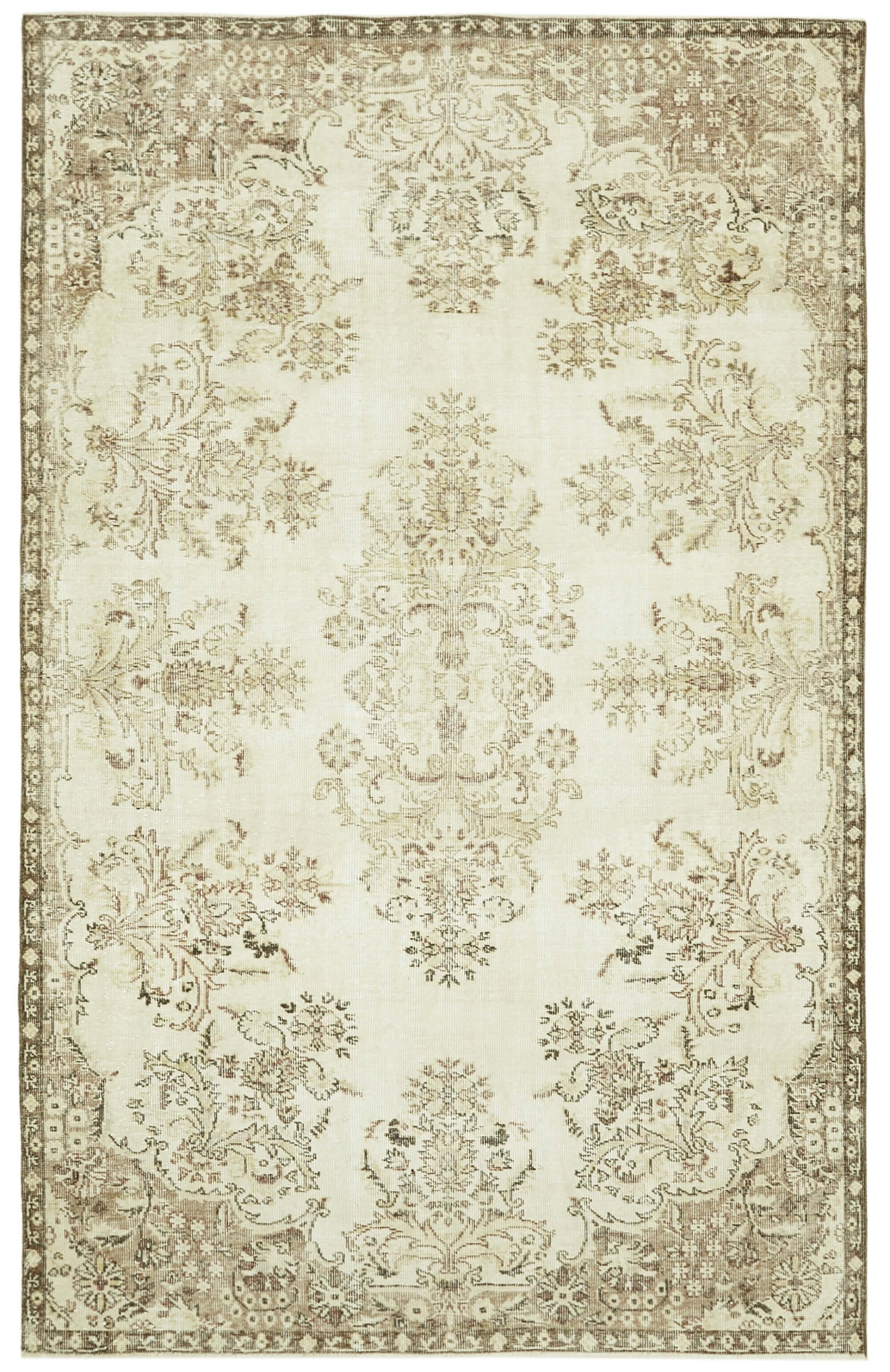 6x9 Beige Turkish Vintage Area Rug - 41507