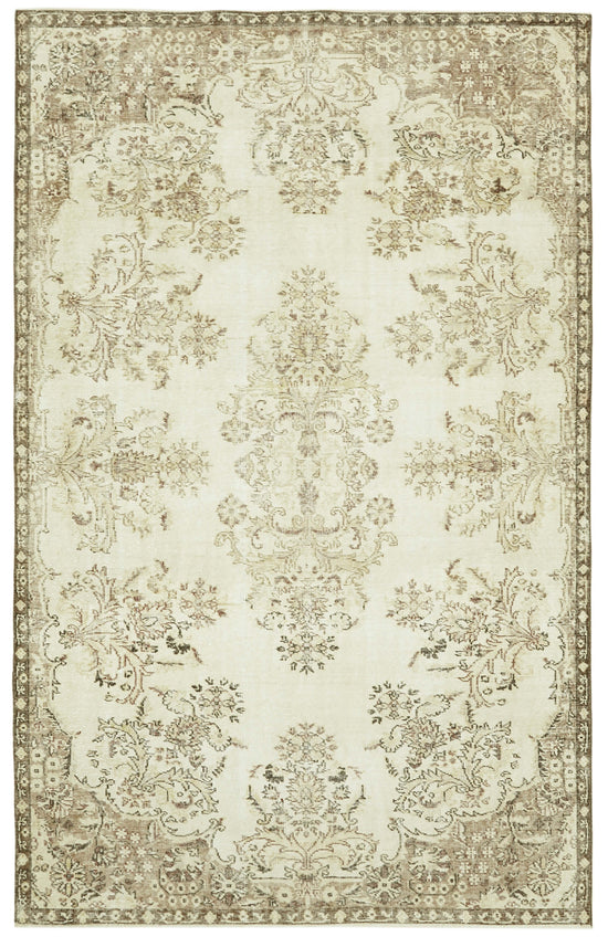 6x9 Beige Turkish Vintage Area Rug - 41507
