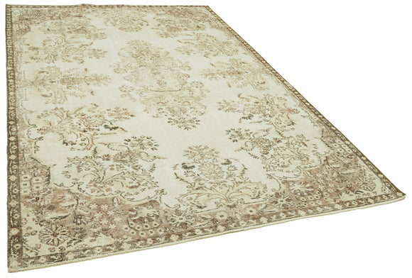 6x9 Beige Turkish Vintage Area Rug - 41507
