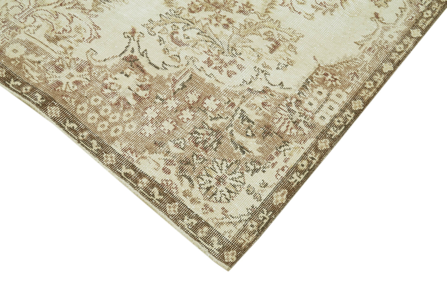6x9 Beige Turkish Vintage Area Rug - 41507