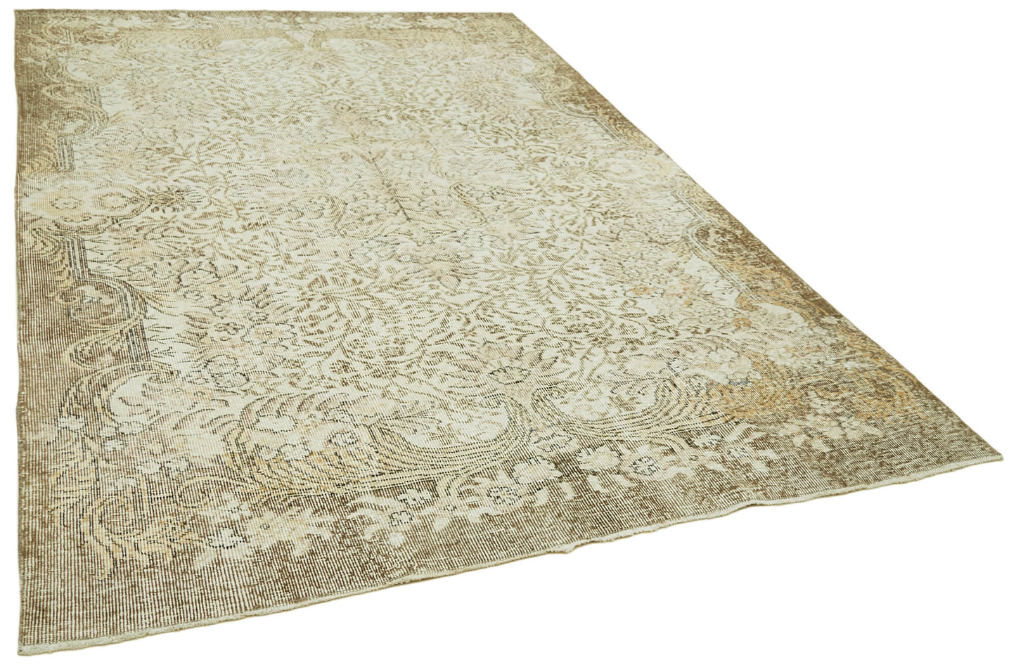 6x9 Beige Turkish Vintage Area Rug - 41511
