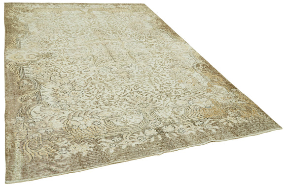 6x9 Beige Turkish Vintage Area Rug - 41511