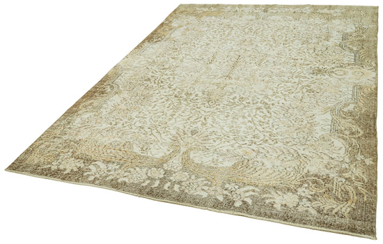 6x9 Beige Turkish Vintage Area Rug - 41511
