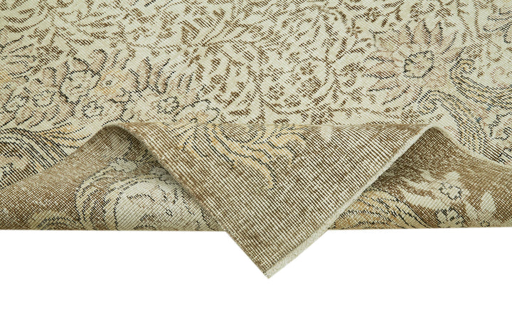 6x9 Beige Turkish Vintage Area Rug - 41511