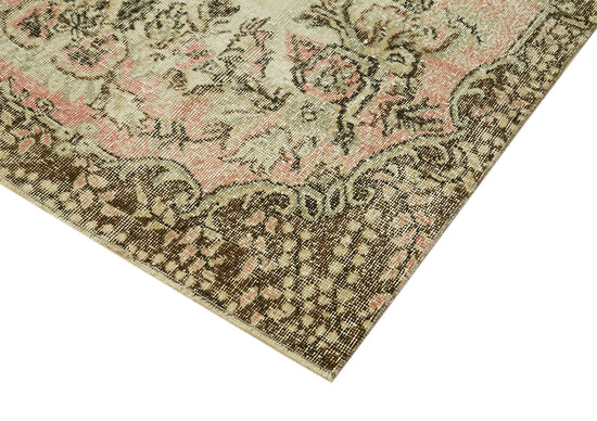 5x9 Beige Turkish Vintage Area Rug - 41518