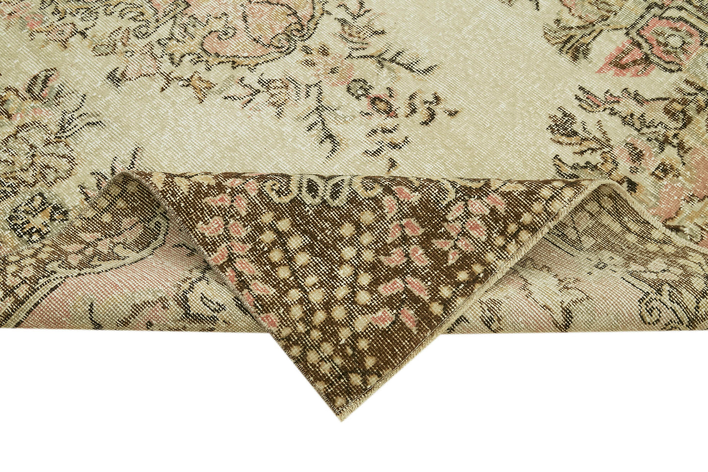 5x9 Beige Turkish Vintage Area Rug - 41518