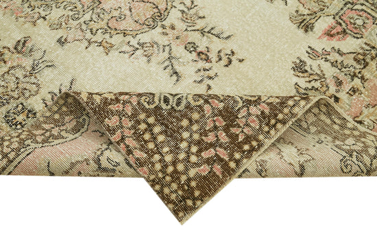 5x9 Beige Turkish Vintage Area Rug - 41518