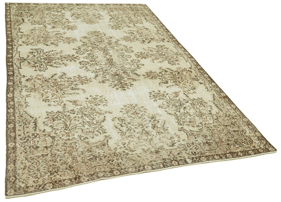 5x8 Beige Turkish Vintage Area Rug - 41519