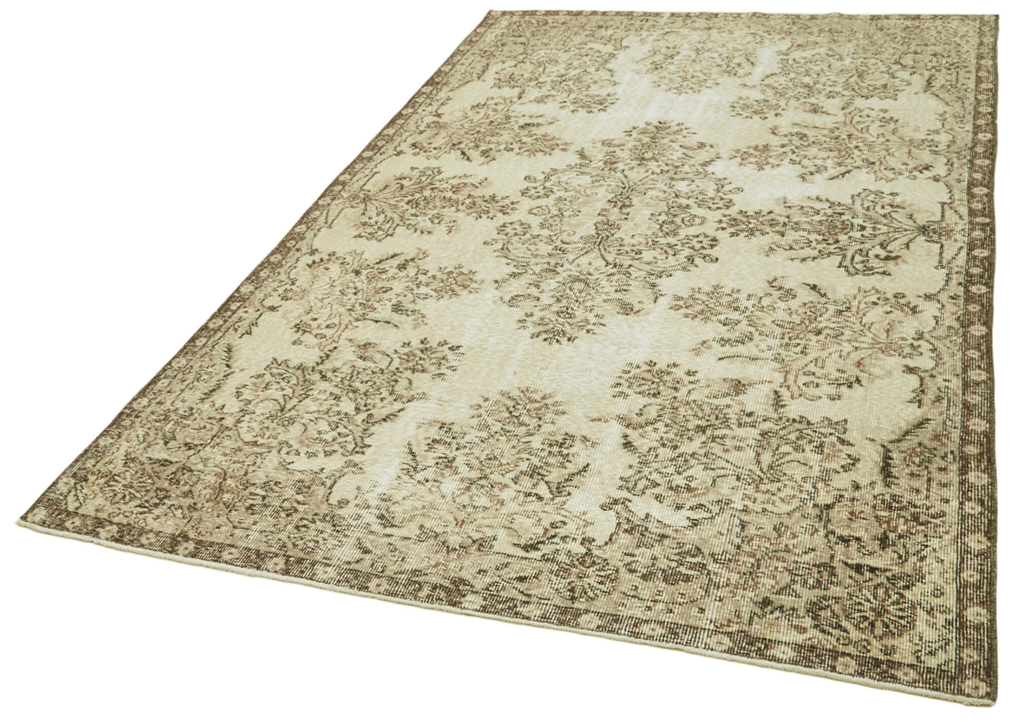 5x8 Beige Turkish Vintage Area Rug - 41519