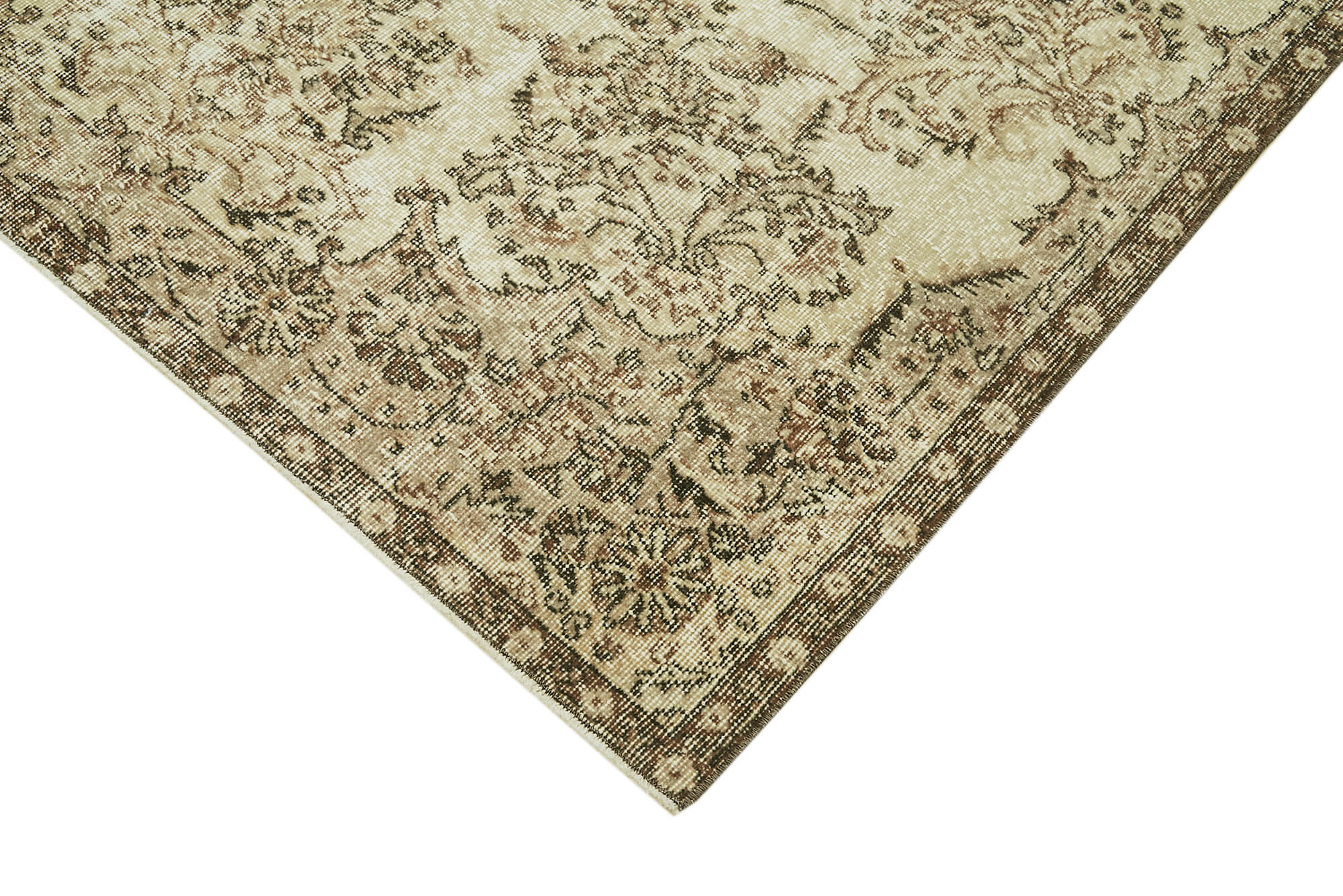 5x8 Beige Turkish Vintage Area Rug - 41519
