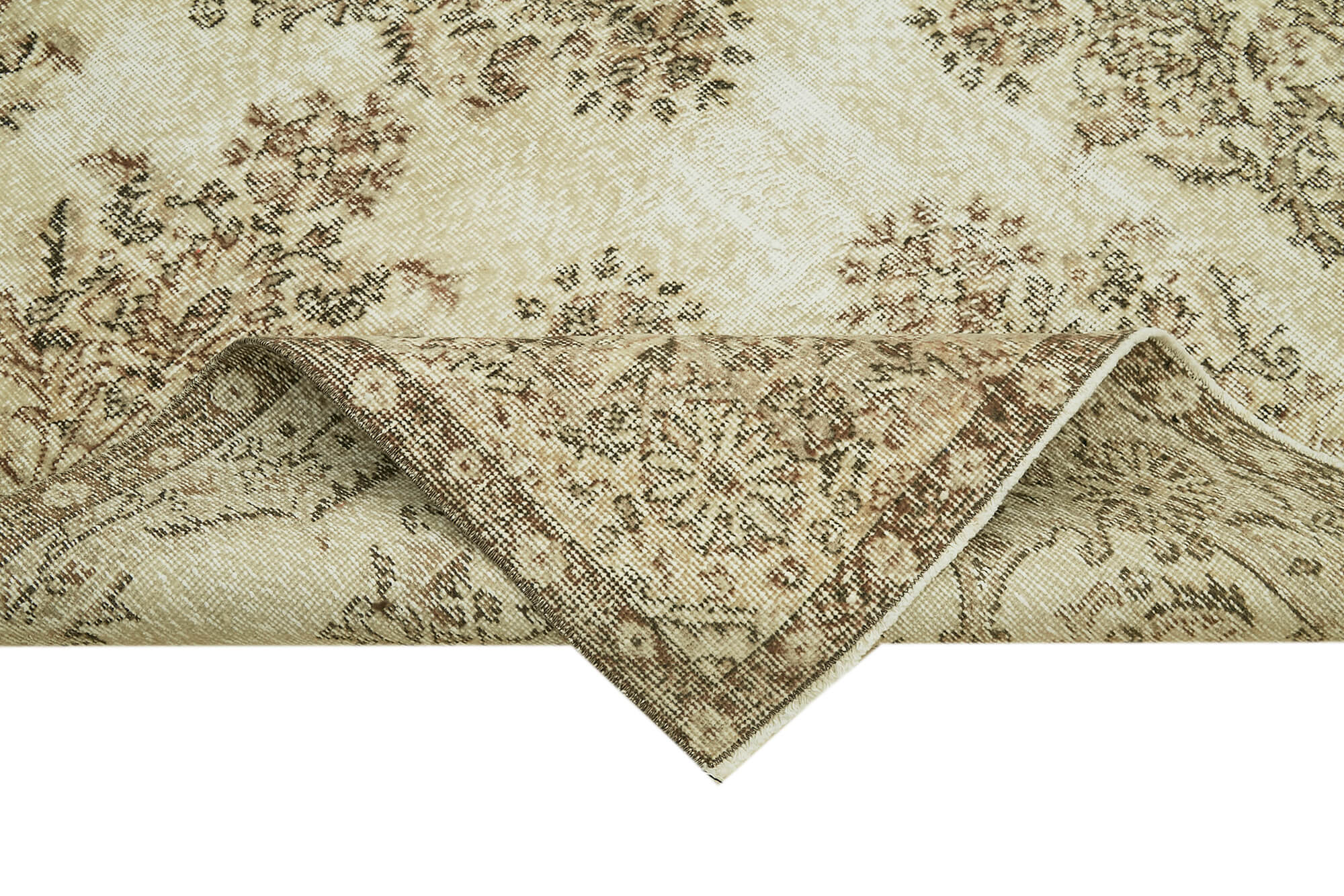 5x8 Beige Turkish Vintage Area Rug - 41519