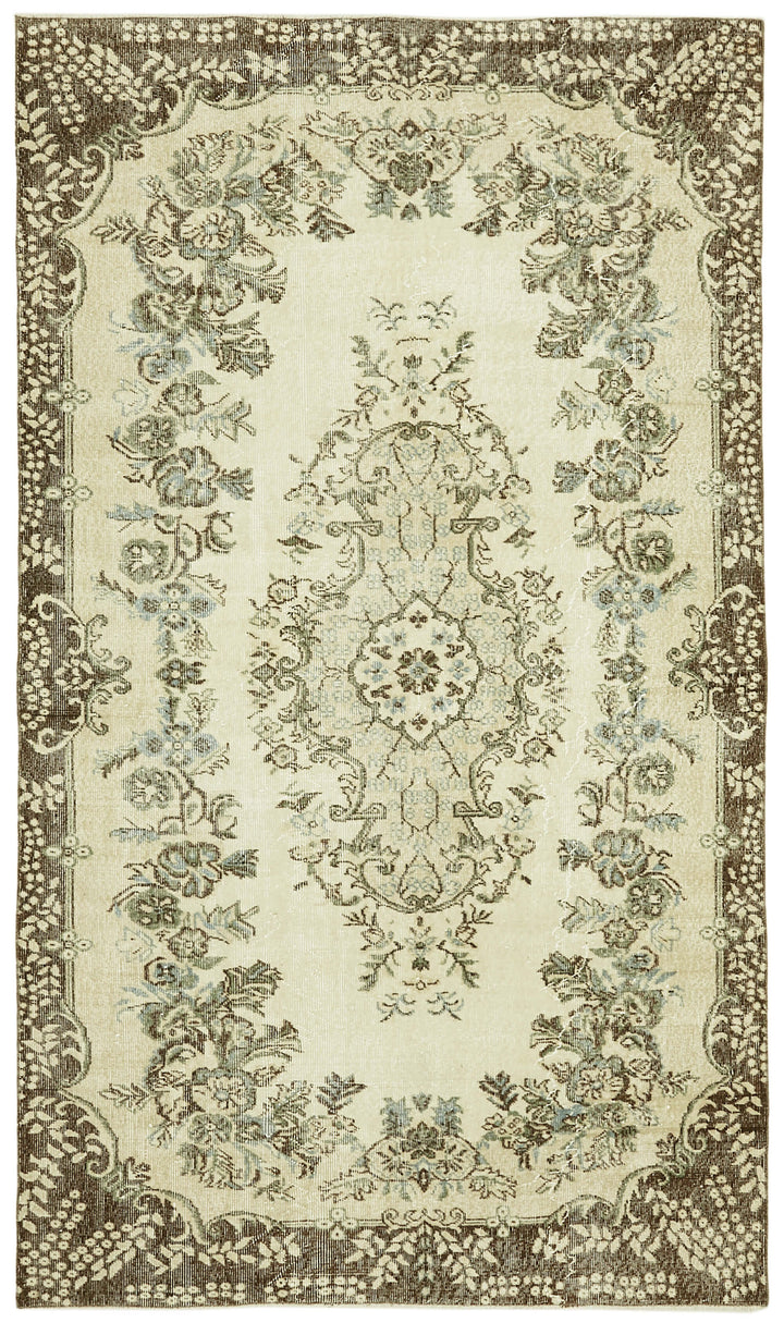 6x9 Beige Turkish Vintage Area Rug - 41521