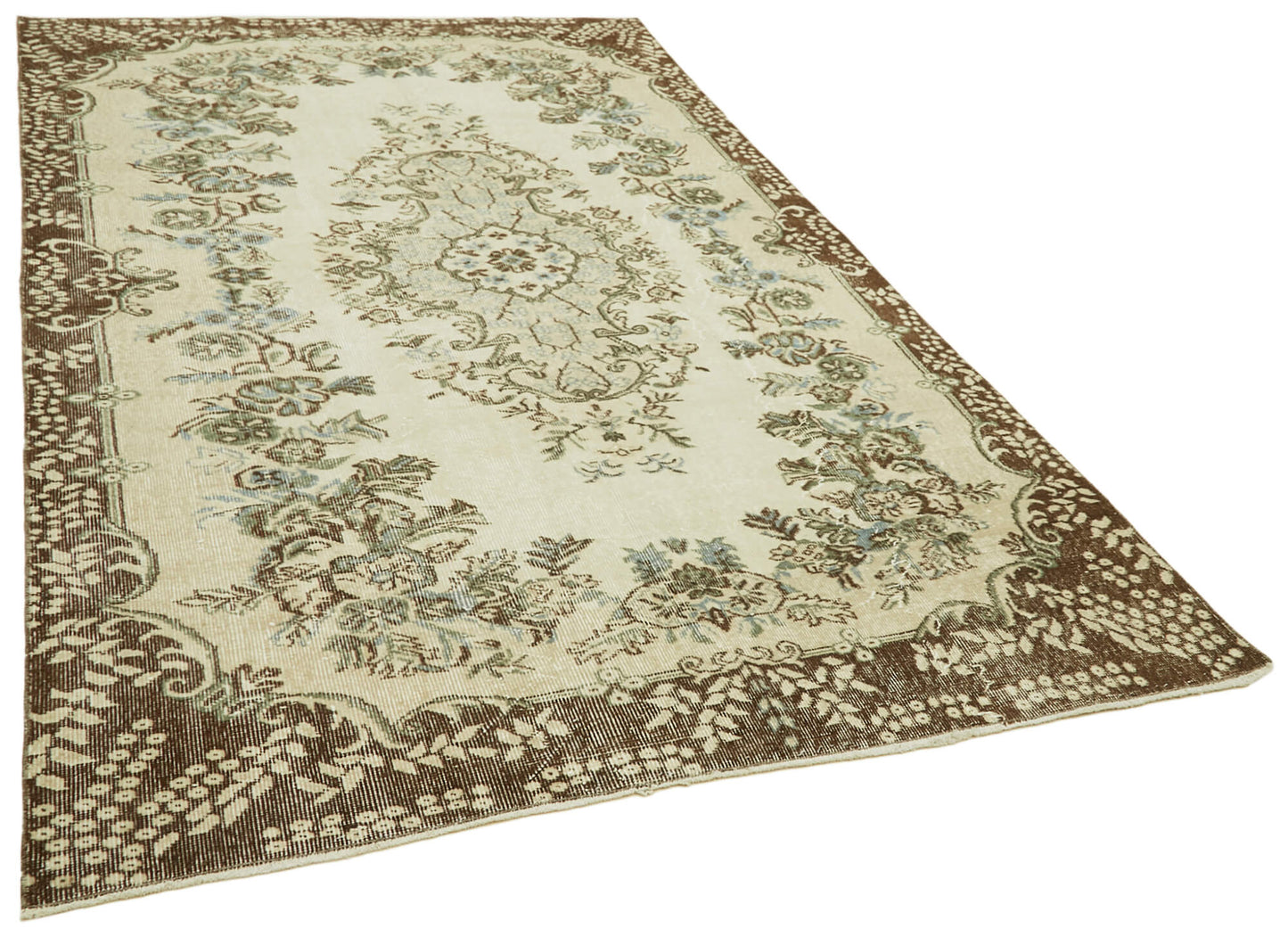 6x9 Beige Turkish Vintage Area Rug - 41521