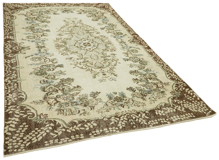 6x9 Beige Turkish Vintage Area Rug - 41521