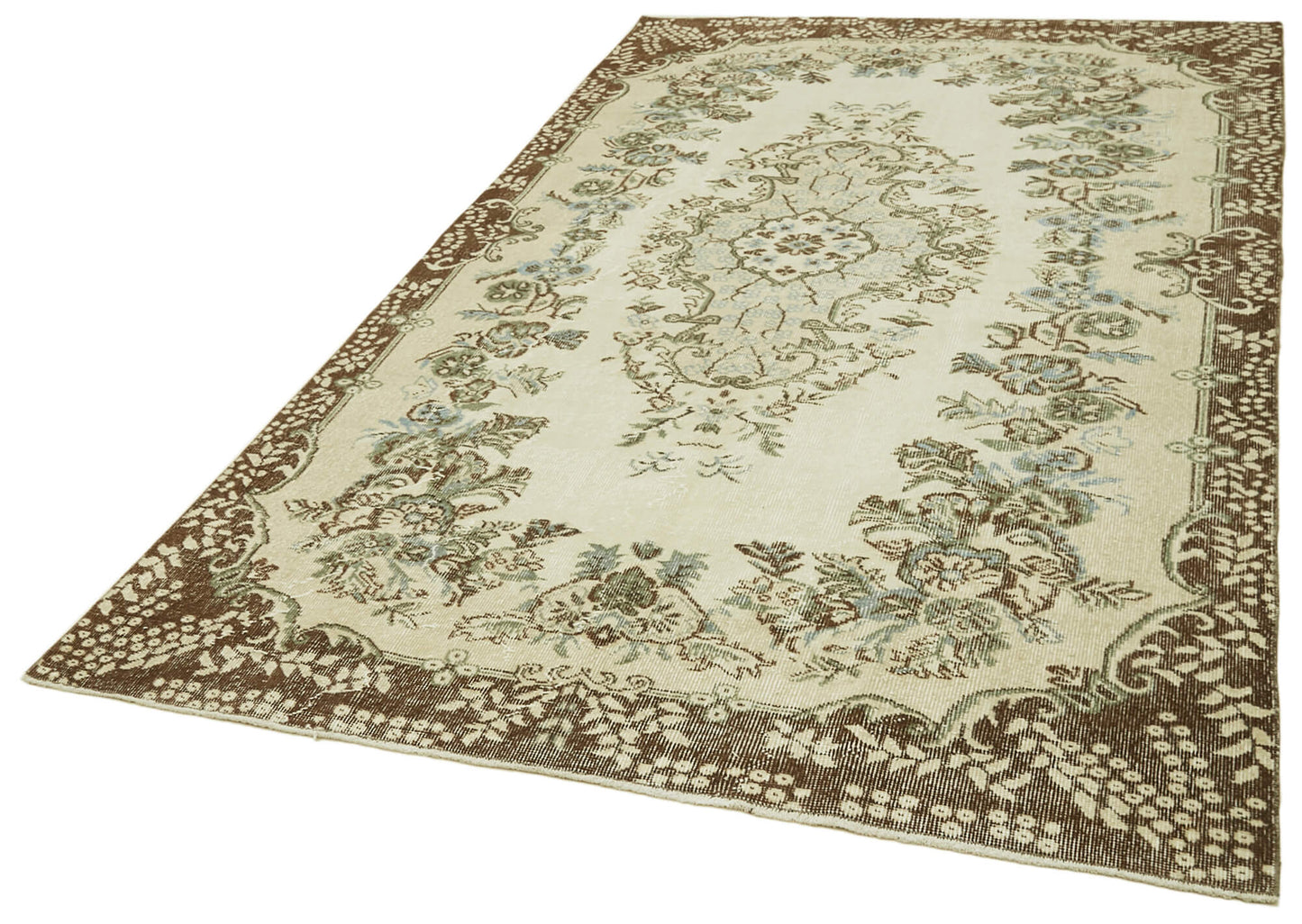 6x9 Beige Turkish Vintage Area Rug - 41521