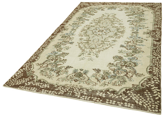 6x9 Beige Turkish Vintage Area Rug - 41521