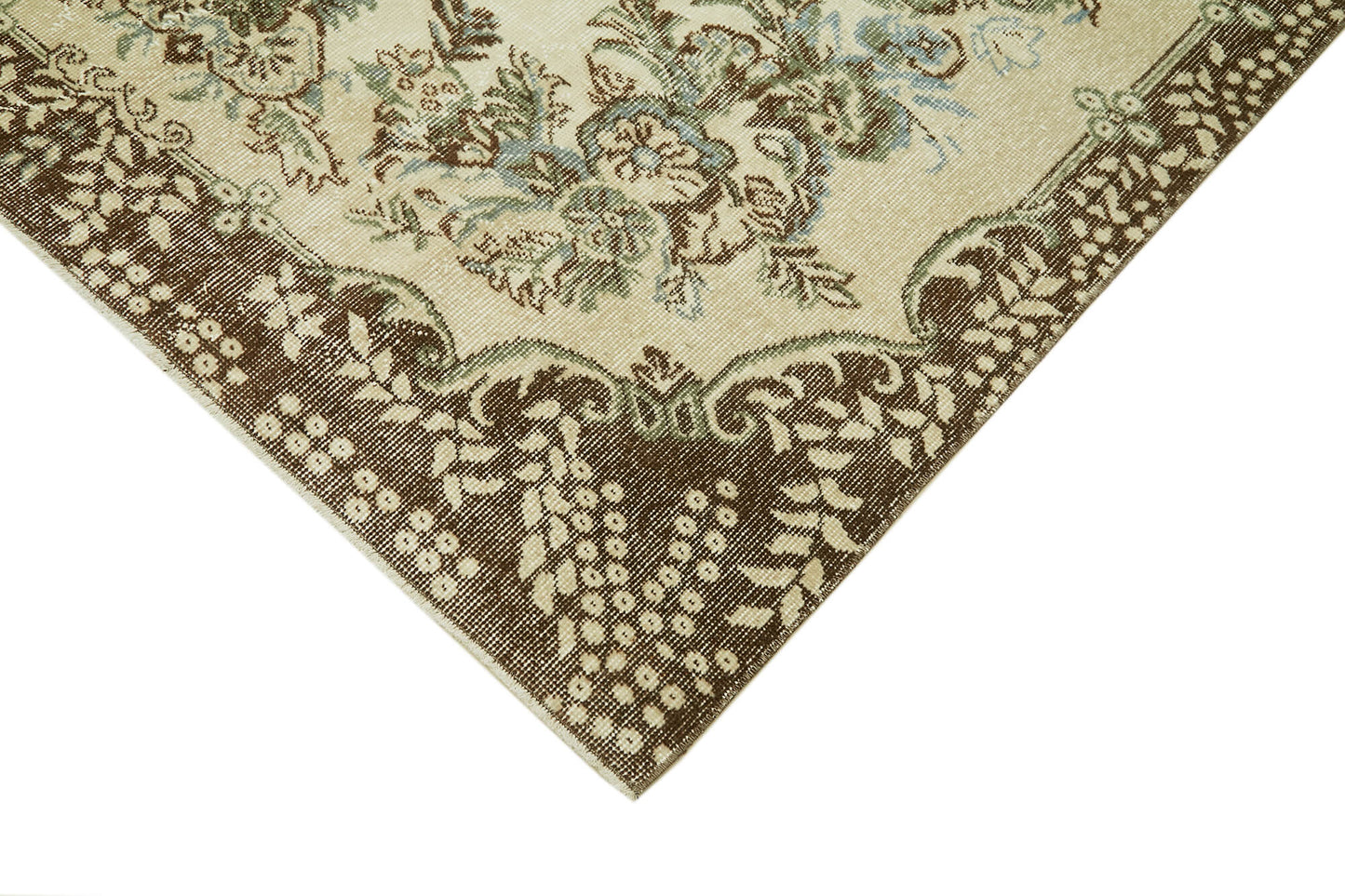 6x9 Beige Turkish Vintage Area Rug - 41521