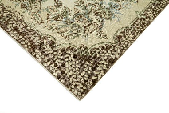 6x9 Beige Turkish Vintage Area Rug - 41521