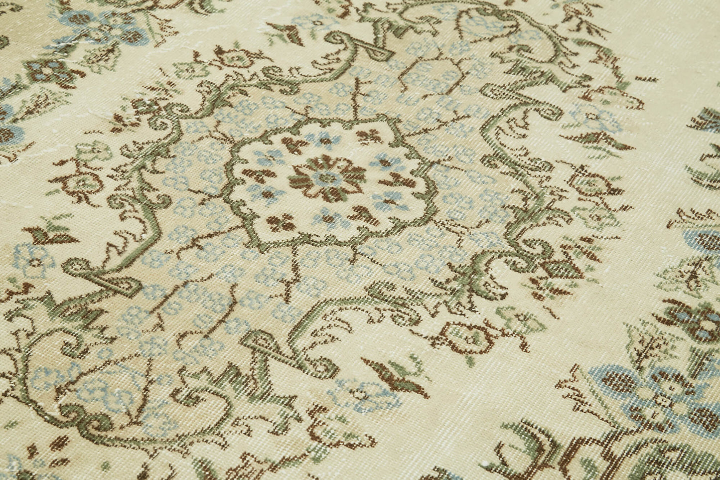 6x9 Beige Turkish Vintage Area Rug - 41521