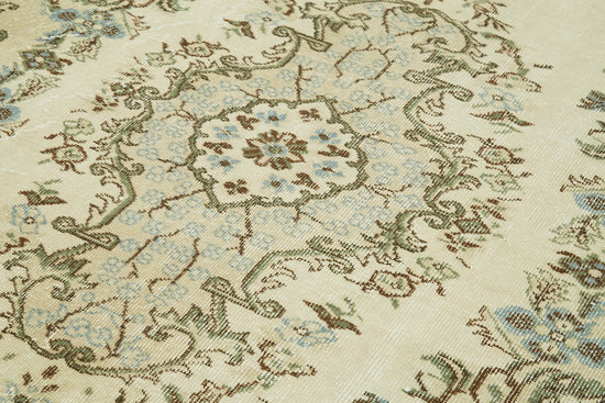 6x9 Beige Turkish Vintage Area Rug - 41521