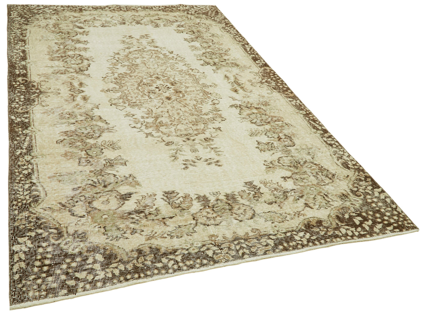 5x8 Beige Turkish Vintage Area Rug - 41522