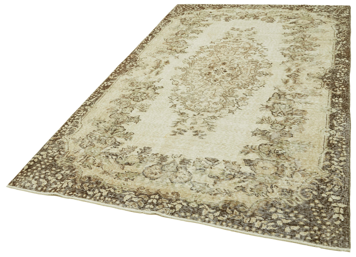 5x8 Beige Turkish Vintage Area Rug - 41522
