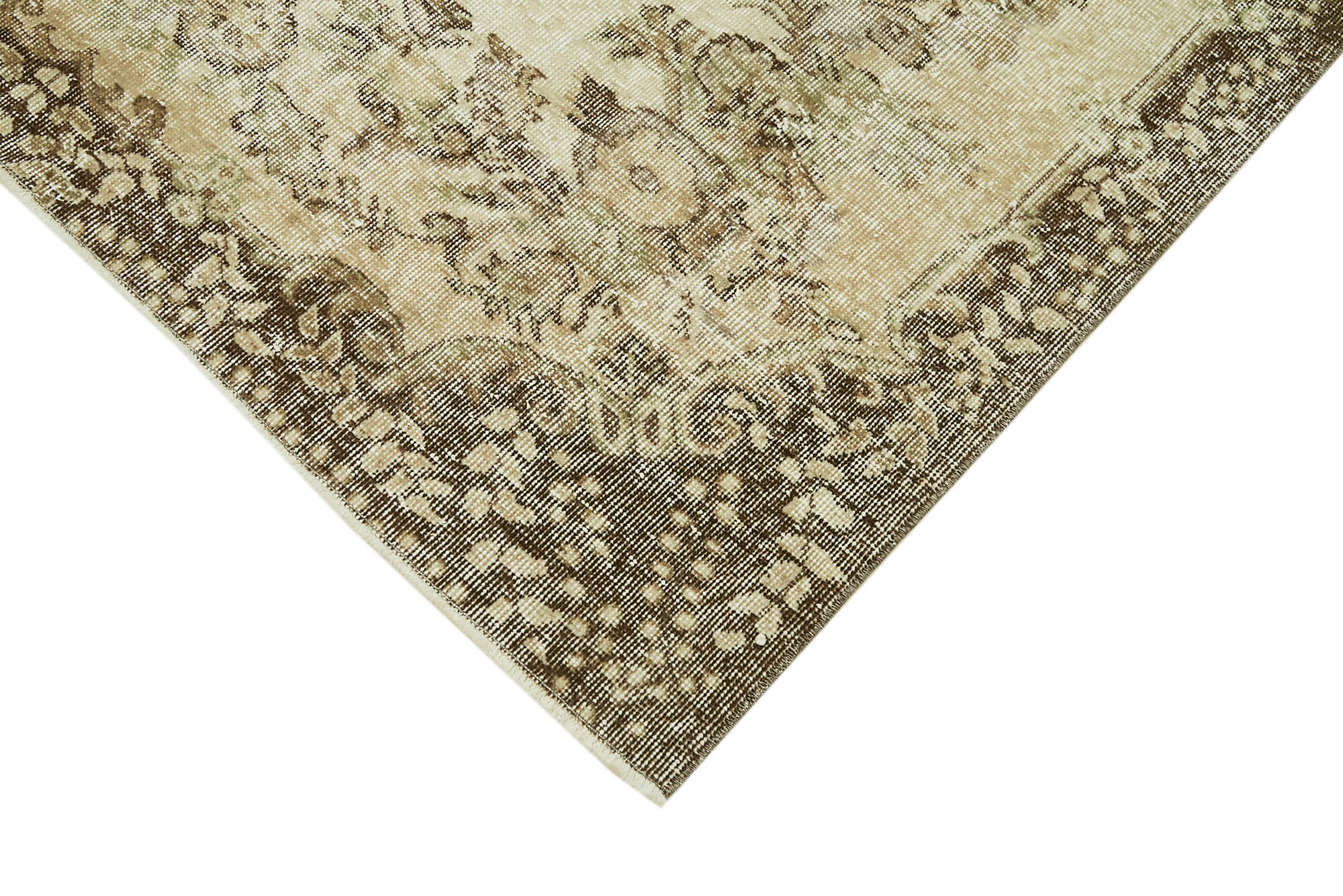 5x8 Beige Turkish Vintage Area Rug - 41522