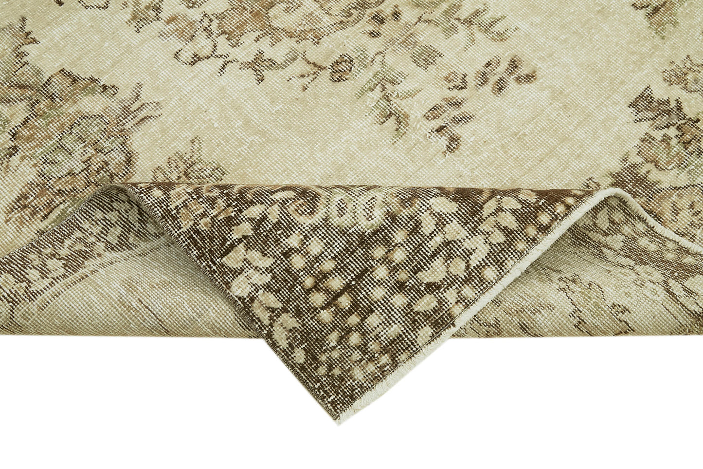 5x8 Beige Turkish Vintage Area Rug - 41522