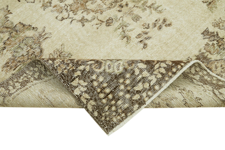 5x8 Beige Turkish Vintage Area Rug - 41522