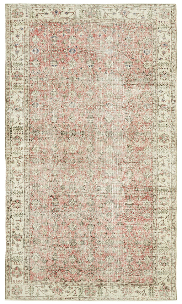 5x9 Beige Turkish Vintage Area Rug - 41523