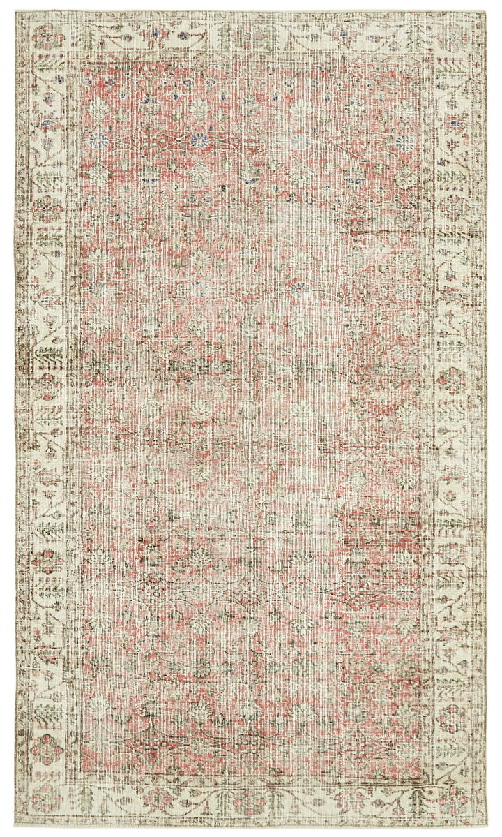 5x9 Beige Turkish Vintage Area Rug - 41523